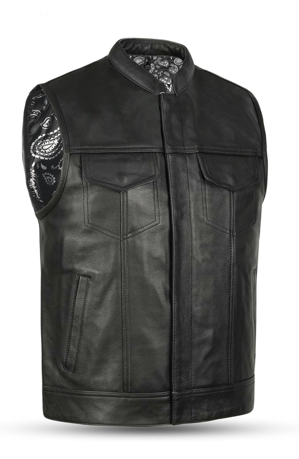 Premium Black Genuine Leather Vest – Classic Biker Style