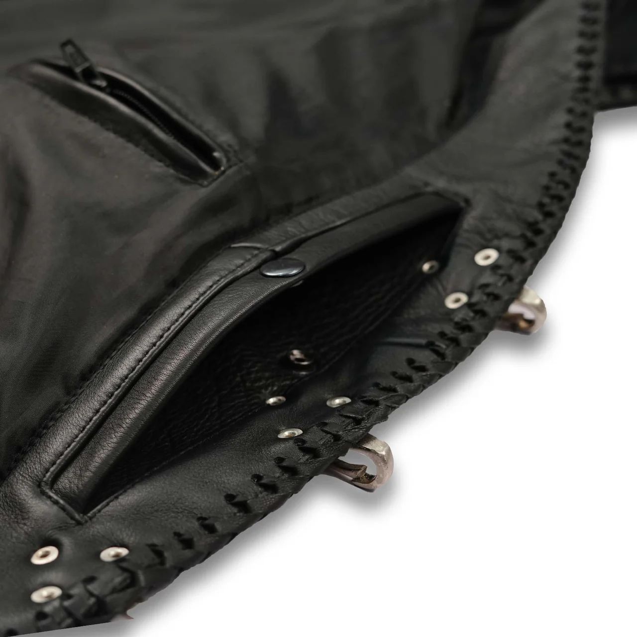 Men’s Premium Black Leather Vest – Classic Biker Elegance