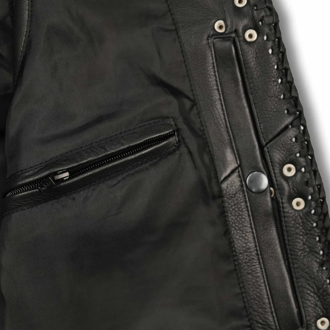 Men’s Premium Black Leather Vest – Classic Biker Elegance