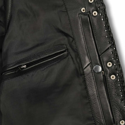 Men’s Premium Black Leather Vest – Classic Biker Elegance