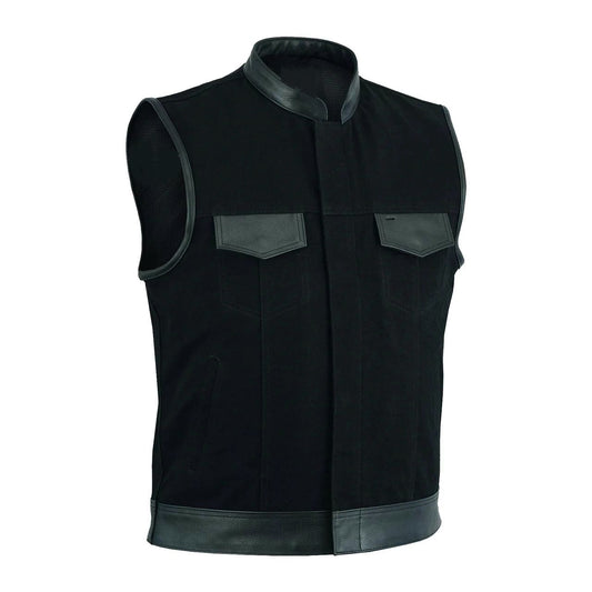 Men’s Black Hybrid Leather Vest – Bold. Refined. Unstoppable.